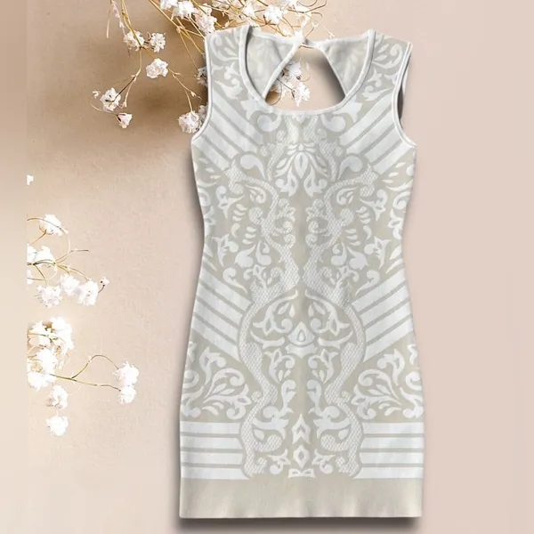 GUESS ornate diamond dress milk multi Size Large NWT - Image 3
