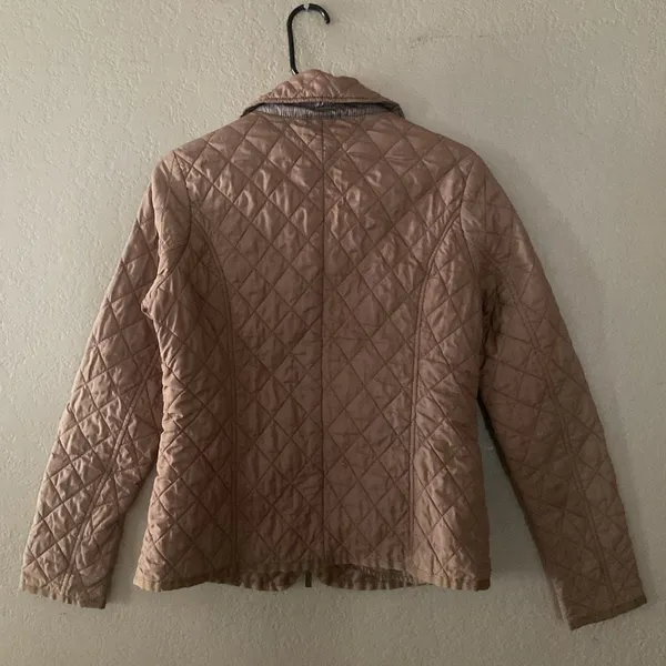 Tommy Hilfiger Women’s M Quilted Jacket Tan Brown Diamond Full Zip Lightweight - Image 6