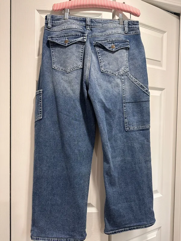 Flamingals Flamingo Wide Leg Carpenter Jeans Denim Blue Plus Size 2XL - Image 2