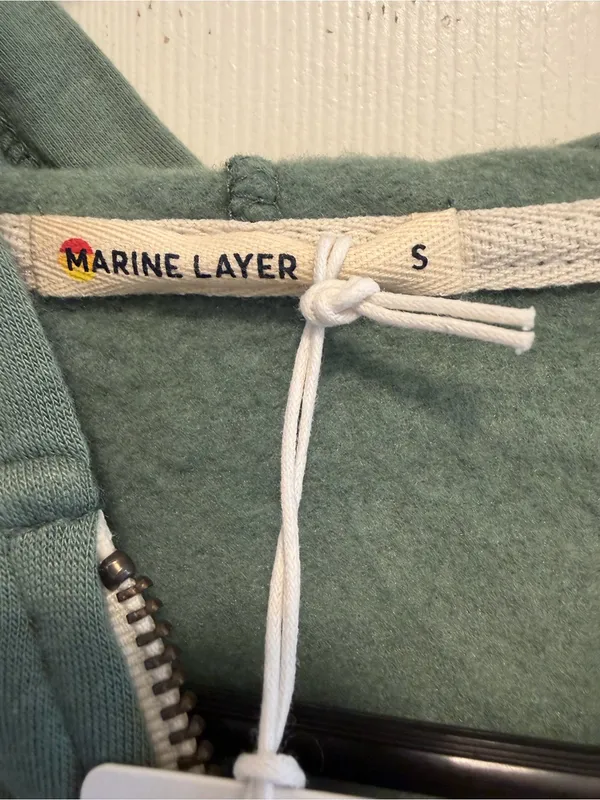 Marine Layer Afternoon Full Zipper Hoodie Jacket Sage Green Size Small - Image 6