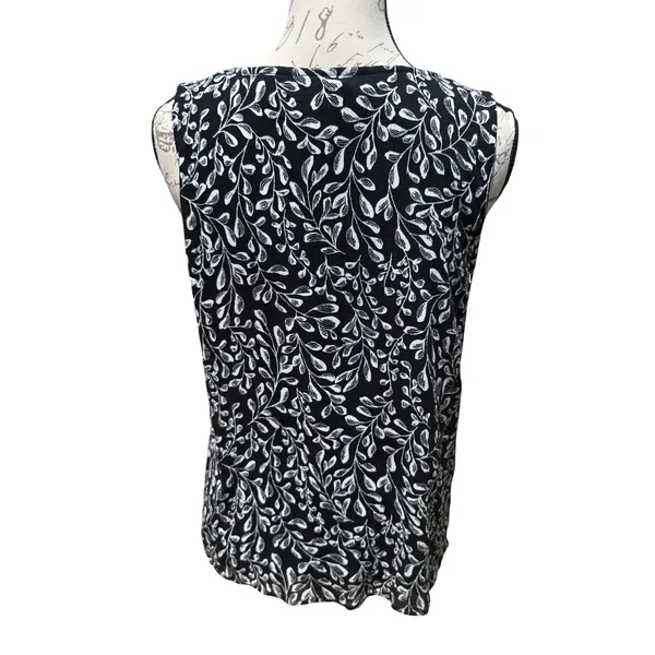 J.‎ Jill Womens Black White Floral Vine Print Scoop Neck Sleeveless Tank Top M - Image 4