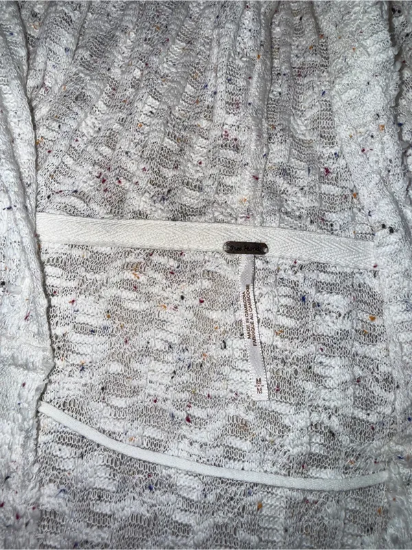 Free People Baja Babe Summer Pullover Hooded Sweater White Yellow M OB1128305 - Image 4