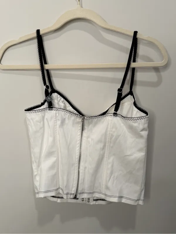 White Fox Boutique Man Down White Corset Bustier Crop Top WFTOP671-1-M NWT M - Image 5