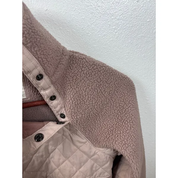 Abercrombie & Fitch XS Sherpa Fleece Quilted Mock Neck‎ Snap Pullover Sweatshirt - Image 9