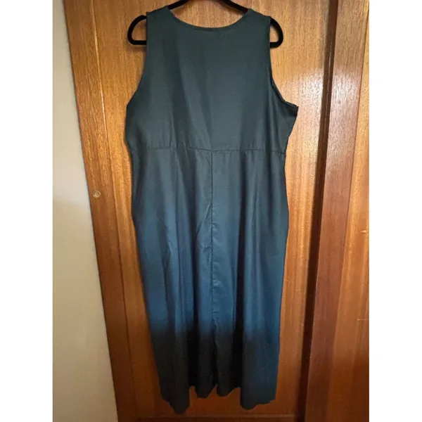 Deep Green Sleeveless Long Pocket Dress Maxi 1X plus - Image 2