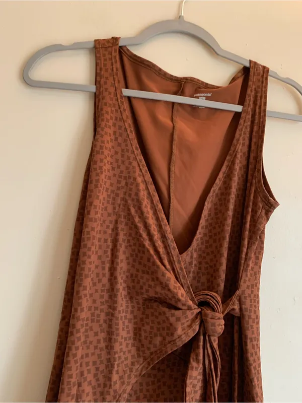 Patagonia Rust Brown Sleeveless Tie-Waist Maxi Dress Women Small Athletic - Image 2