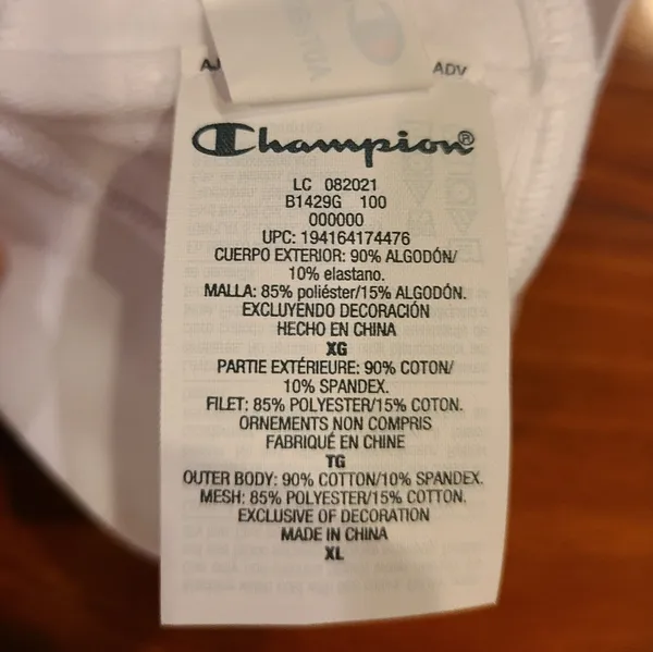 Champion White Sports Bra Size XL - Image 6