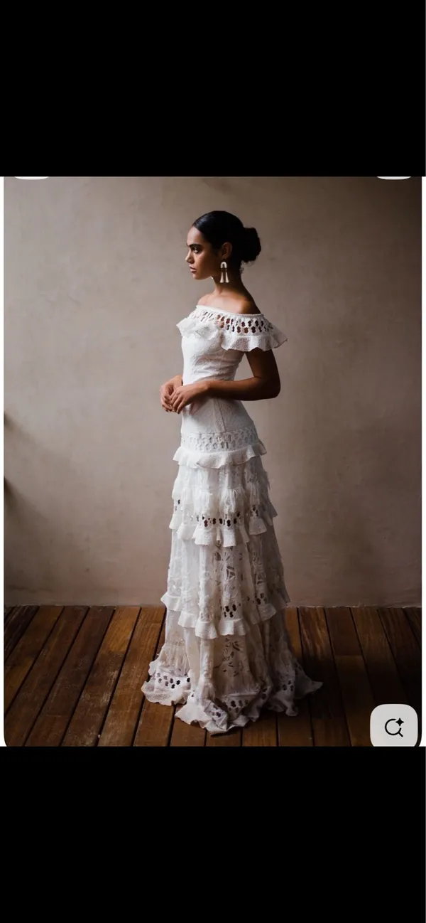 White Wedding Maxi Dress Size M - Image 15
