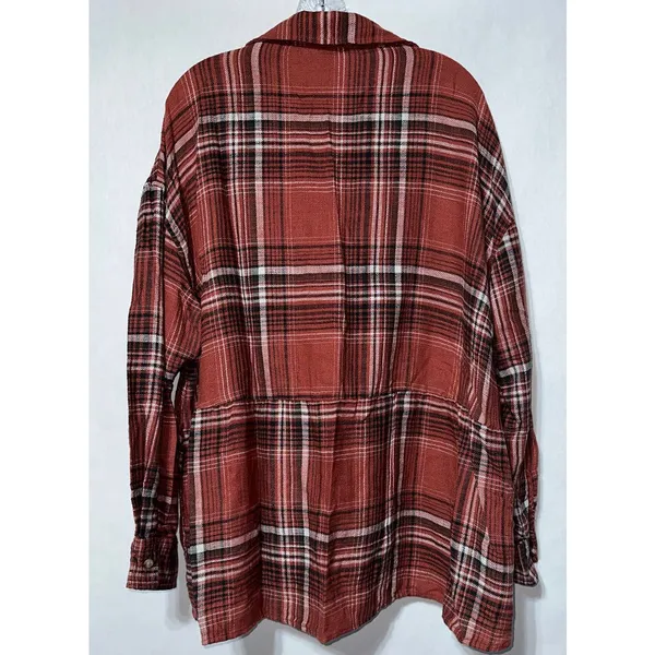 American Eagle Rust‎ Plaid Shirt Size L - Image 4