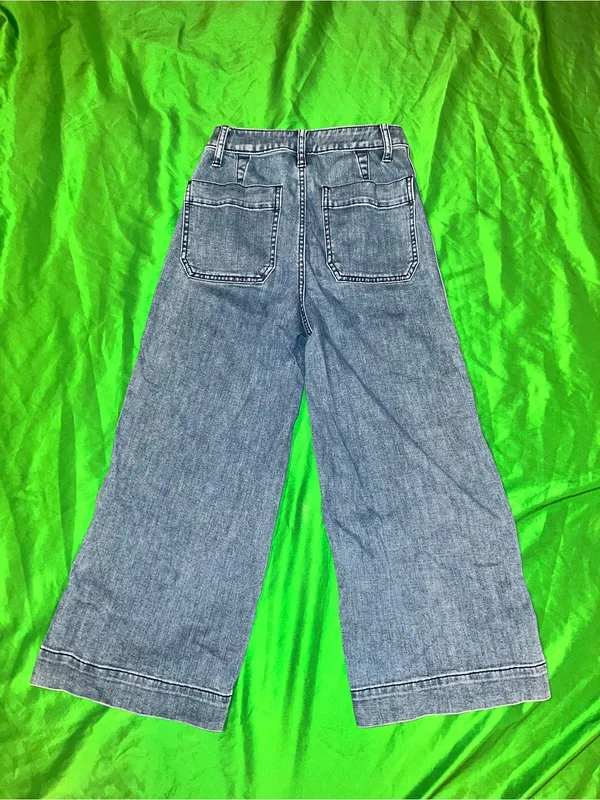 Madewell Wide-Leg High-Rise Cropped Jeans in Blue Wash size 24P - Image 2