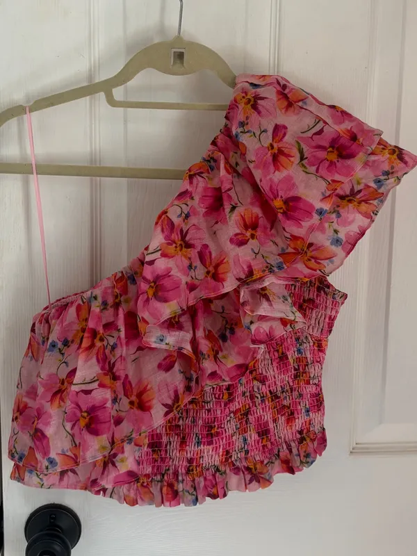 Endless Rose Two Piece Ruffle Skirt and One Shoulder Top Floral Set - Image 3