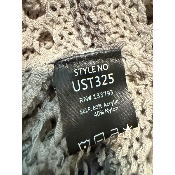 POL Crochet Open Knit Hoodie Gray Boho Mesh Sweater Cottagecore Granola Bohemian - Image 6