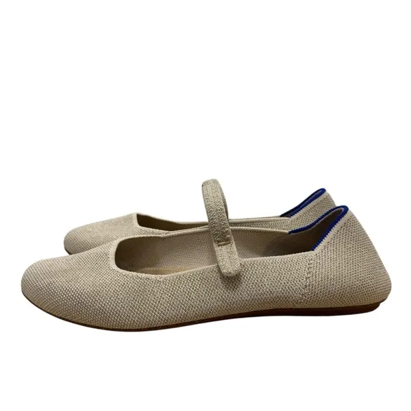 Rothy's The Square Mary Jane Beige Gardenia‎ Shimmer Flats 7.5 - Image 3