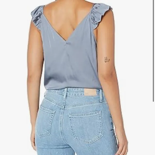 PAIGE womens Lunah Bodysuit V-back Thong Bodysuit Ruffled sleeve NWT 169$ - Image 2