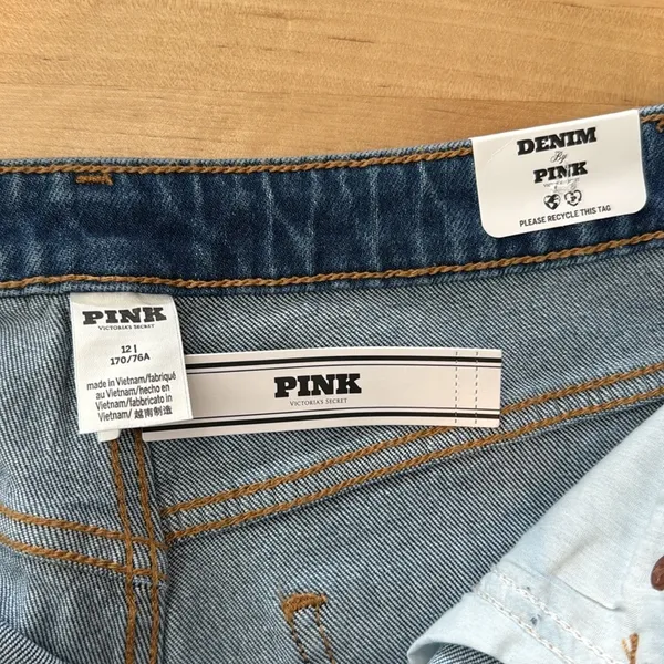 NWT PINK DENIM Victoria's Secret High-Rise Straight Leg Jeans, 12 - Image 9
