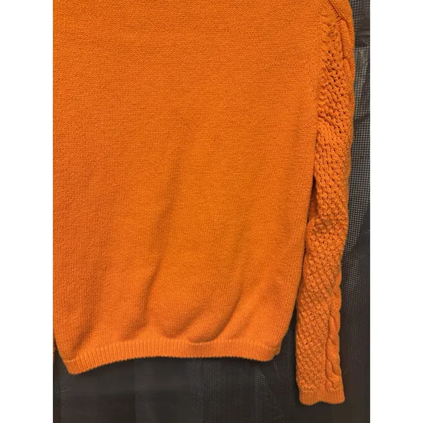 Vintage Liz Claiborne Vibrant Orange Cable Knit Button Front 90s Y2K SZ M Retro - Image 12