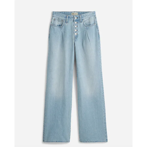 Madewell Superwide Leg Jeans Cather Wash Button Front Blue High Rise US 26 NWT - Image 6