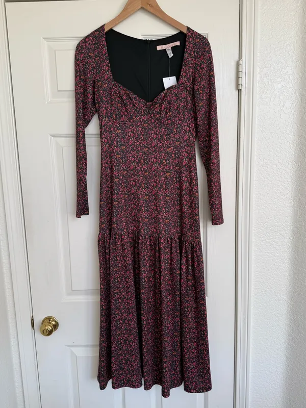 Anthropologie HUTCH Chase Tiered Long Sleeve Floral Midi Cottage‎ Dress S NWT - Image 3