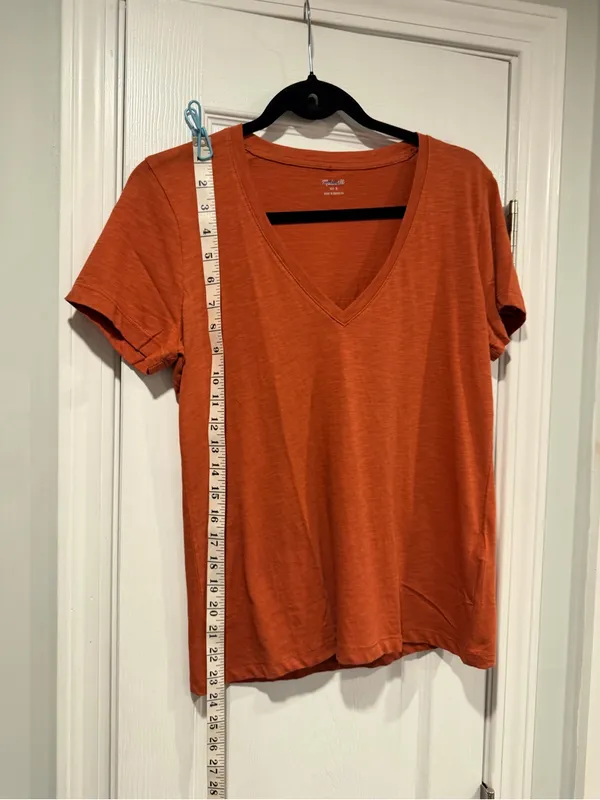 NWOT Madewell Size S Burnt Orange V Neck Short Sleeve Slub Cotton Tee Shirt - Image 5