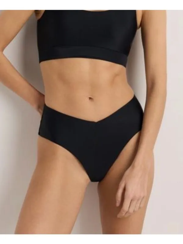 NWT Quince Italian V-Cut High-Rise Bikini Bottom in Black - Size: Small - Image 7