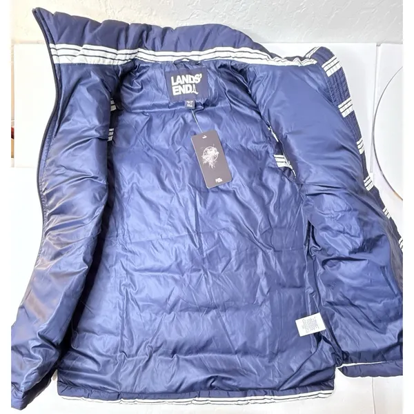Lands End Women Sz M Blue Striped 600 Goose Down Puffer Vest Sailor Nautical New - Image 5