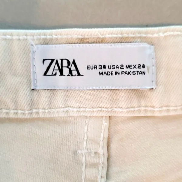 Zara High Rise Flare Beige Jeans - Image 5