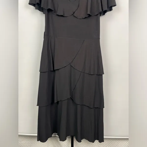Leona Edmiston Frocks Black Tiered Ruffle Layered‎ Short Sleeve Dress - Image 3