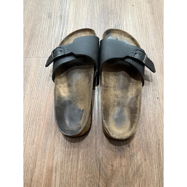Birki's by Birkenstock Madrid Black Slide Sandals Buckle Cork EU 39 - Image 2