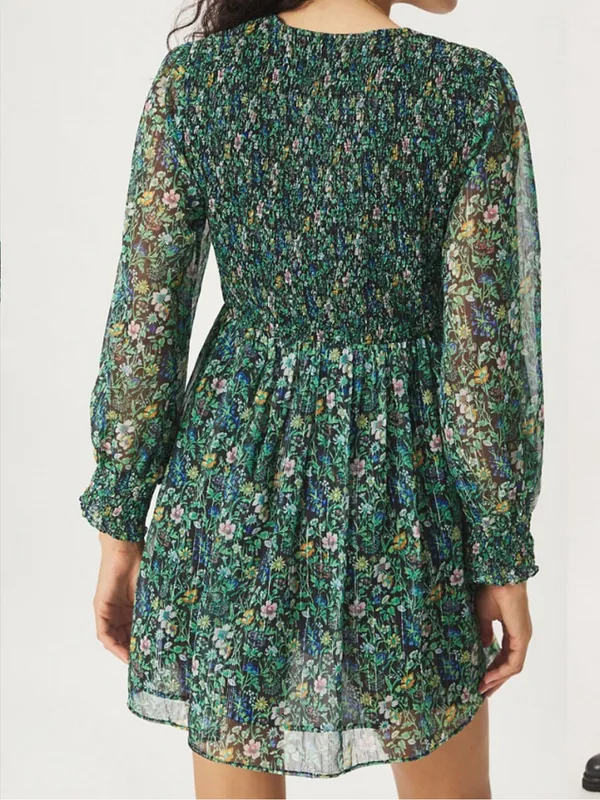 Anthropologie Ranna Gill Tia Smocked‎ Mini Dress Sz S floral - Image 3