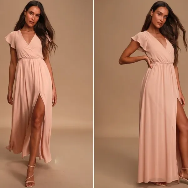 LULU's Chic Prom Wedding Boho Romantic Flowy Elegant Maxi Dress - Image 2
