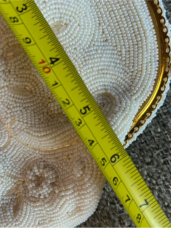 Vintage 1950’s Beaded Ivory Evening Bag with Gold Accents - Made in Japan - Image 13