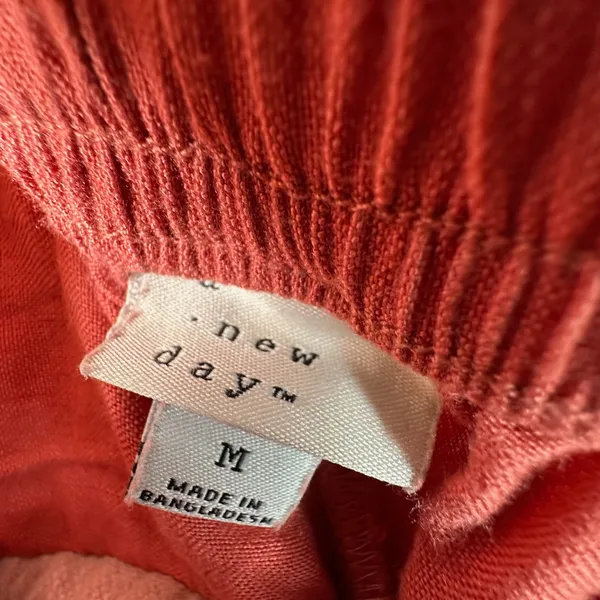 A New Day Womens Burnt Orange Wide Leg Drawstring High Rise Pants Size M Rust - Image 3