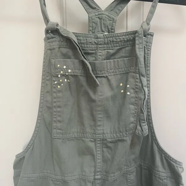 Aerie werk and play twill jumpsuit overalls w/ paint splatter in‎ green small - Image 4