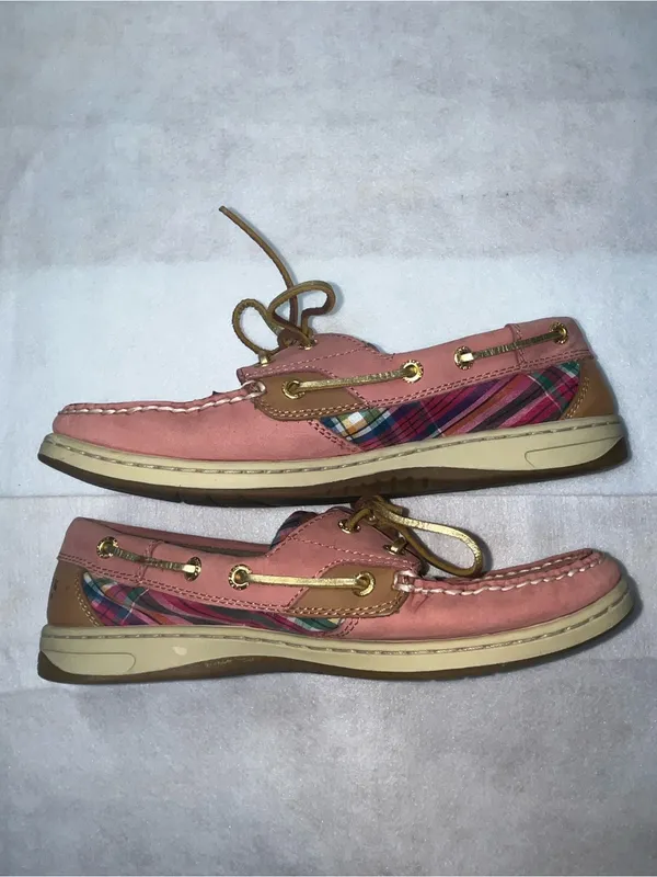 Sperry Top-Sider Pink Leather Plaid Accents Women’s Nautical Boat Shoes Size 8M - Image 6
