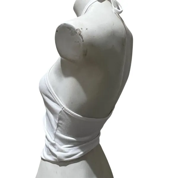 Madewell Tank Top Womens M White Ribbed Halter Neck Sleeveless Stretch - Image 3