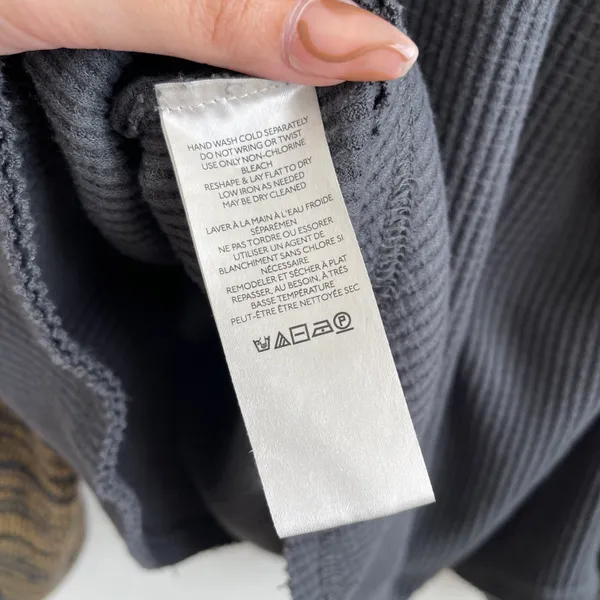 Free People Grey Yellow Stripe Sweet Confession Henley Waffle Knit Pullover - Image 13
