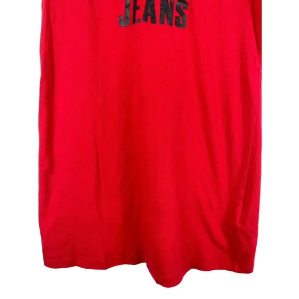 VTG 90s 2000s Y2K Red Cap Sleeve Guess Embellished Beaded Logo Tee Top S - Image 5