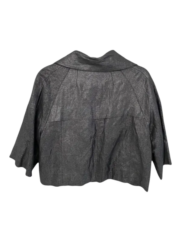 Sandro 𖦹 Cropped Swing Jacket 𖦹 Metallic Black + Silver Hardware 𖦹 Medium 𖦹 - Image 4