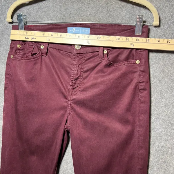 7 For‎ All Mankind b(air)Skinny Jeans Burgundy Wine Red Pants 27 Blair - Image 2