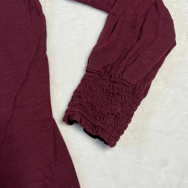 LOFT Crewneck Smocked Cuff Jersey Knit Top Size M Holiday Minimalist Office - Image 5