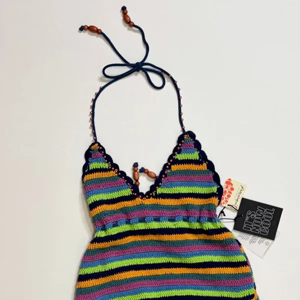 NWT!! FREE PEOPLE It's Now Cool‎ the Crochet Tie One Piece Swimsuit Medium Large - Image 3