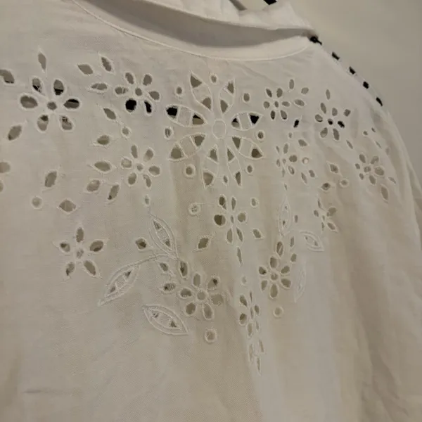 $168 FREE PEOPLE Vera Shirtdress M Eyelet Embroidered‎ Linen Blend Ivory White - Image 10