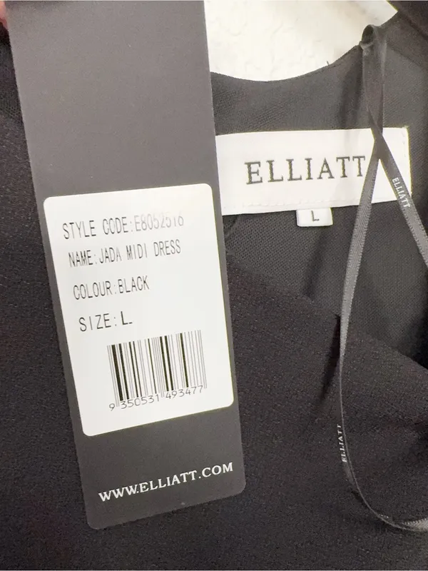 ELLIATT Jada Midi Dress Black Draped Ruched Sleeveless Dress - Image 5