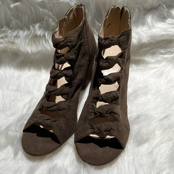 Metaphor Lema‎ Olive Suede Knotted Chunky Heel Ankle Boots Size 10. B68 - Image 5