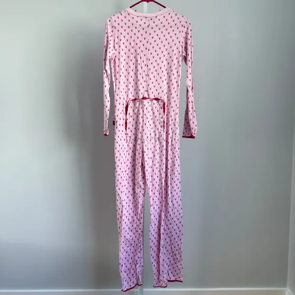Playboy Intimates Pink Bunny Print One Piece Union Suit Pajamas‎ Women's XL - Image 6