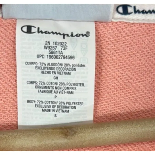 Champion Quarter Zip Sweatshirt Peach Logo Pullover Athleisure Loungewear Size S - Image 6