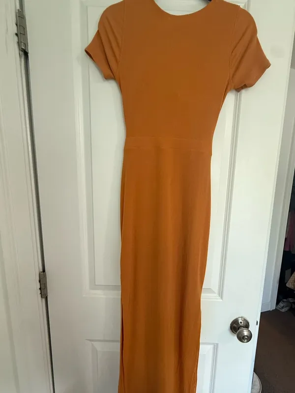 Lulu's Orange Twist Front Midi Dress with Cutout - Image 7