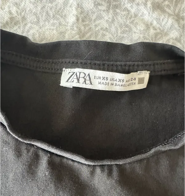 ZARA black cropped short sleeve tee shirt - Image 3