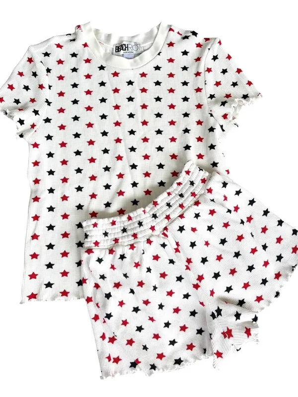Like New BEACH RIOT Bay Thermal Sleep Set Americana Star Pattern Size Small - Image 2