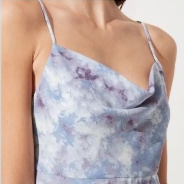 ASTR The Label Purple Marble Print Cowl Neck Spaghetti Strap Mini Dress‎ XL - Image 5